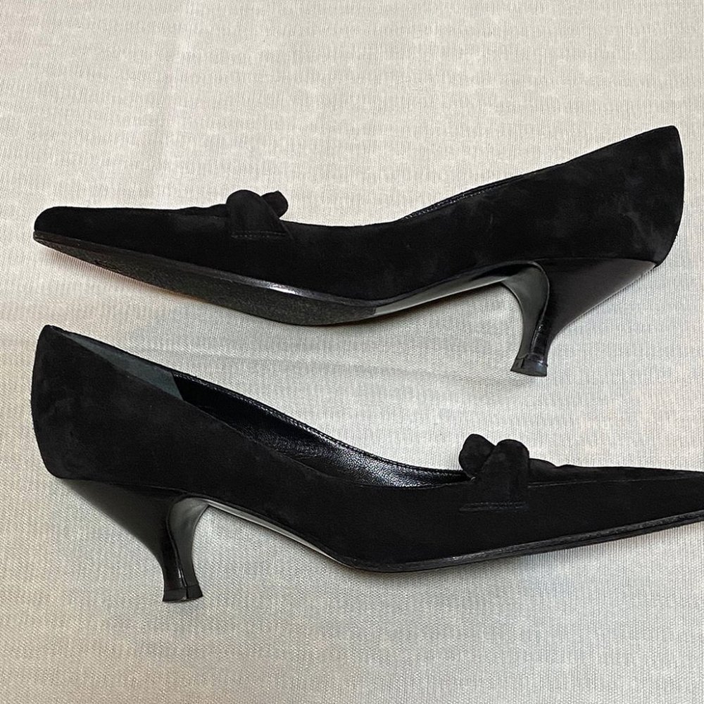 Salvatore Ferragamo Black Suede Smart Kitten Heel - Picture 2 of 7